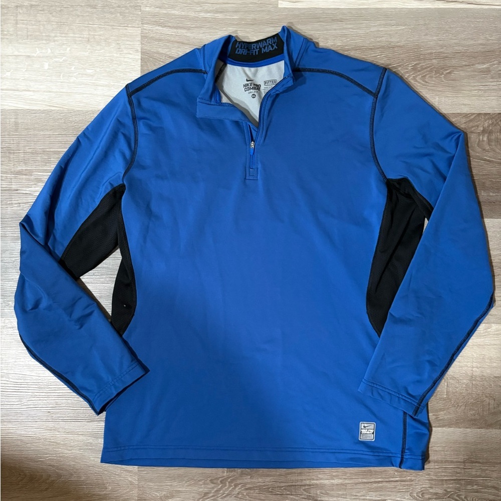 Nike Blue and Gray Hyperwarm Dri-Fit Pullover